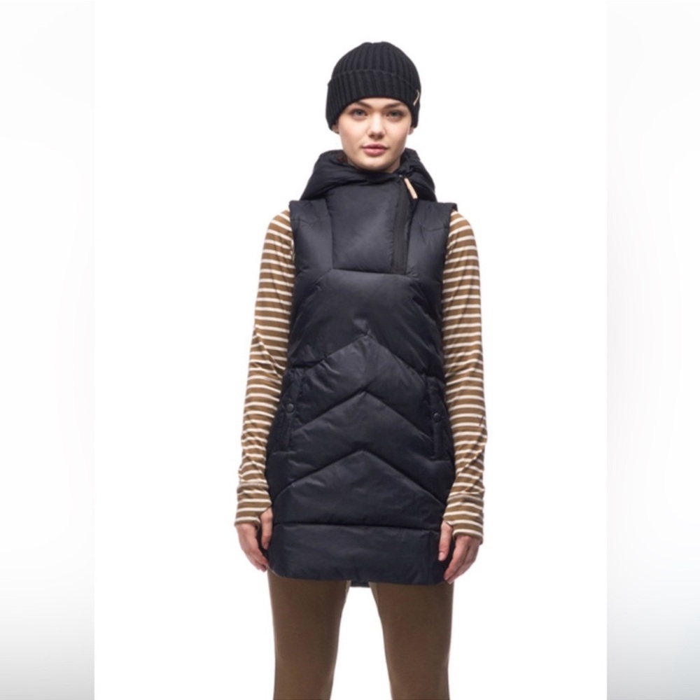 Indygena Selimut Dress Vest Black Quilted Hooded